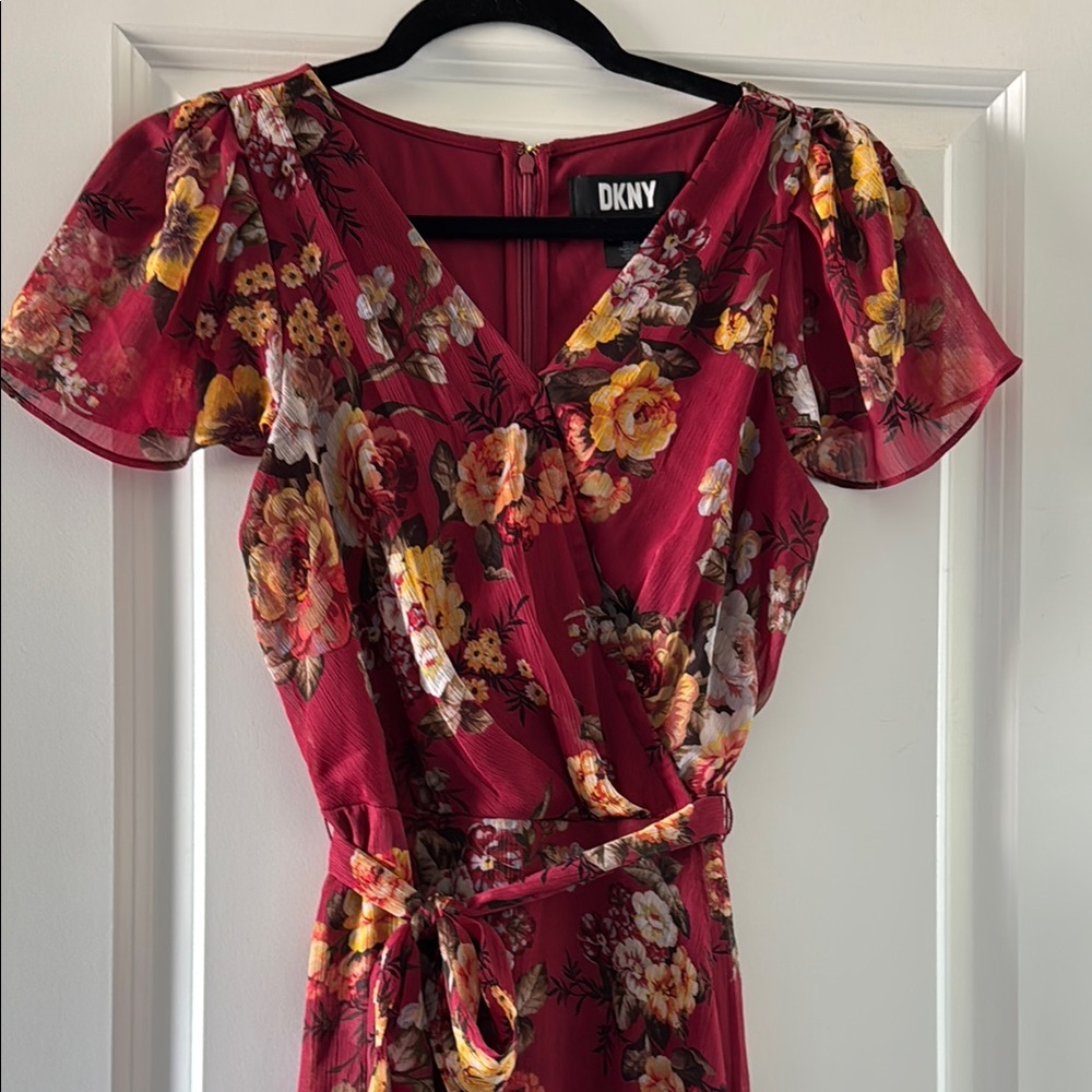 DKNY Floral Red Dress